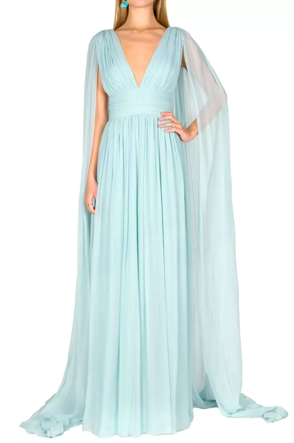 Dresses | Luisa Beccaria Silk Chiffon Cape-Effect Gown