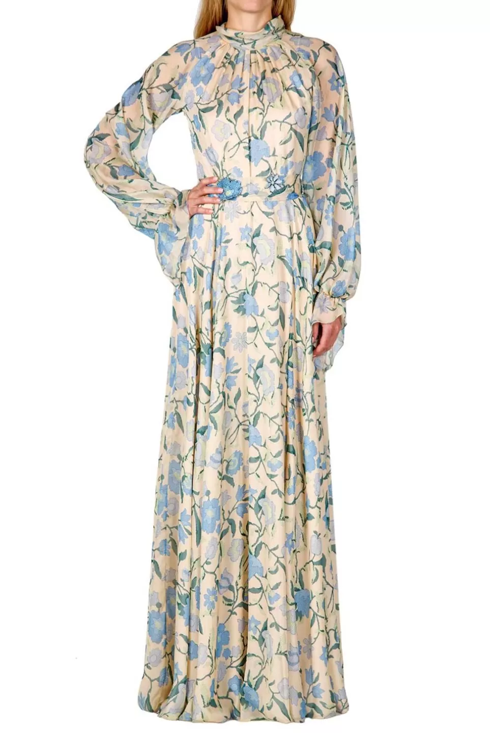 Dresses | Luisa Beccaria Silk Chiffon Wildflowers Maxi Dress