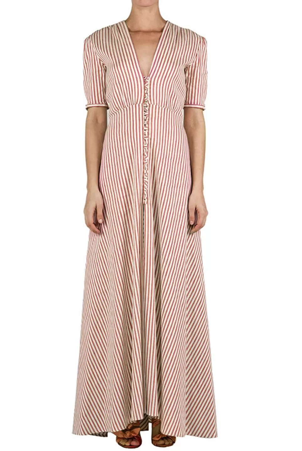 Dresses | Luisa Beccaria Striped Cotton-Linen Bottoncino