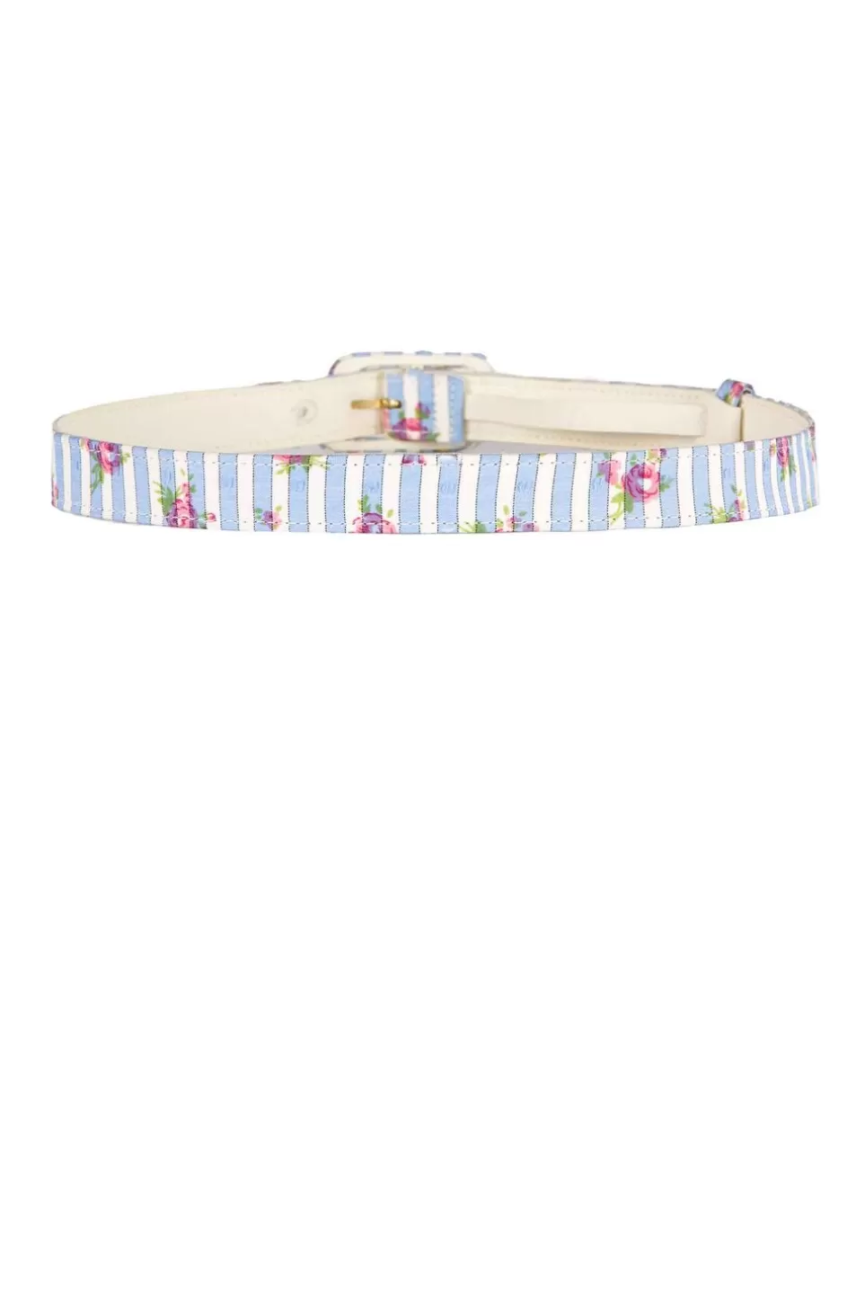 Belt | Luisa Beccaria Striped Roses Blue Belt