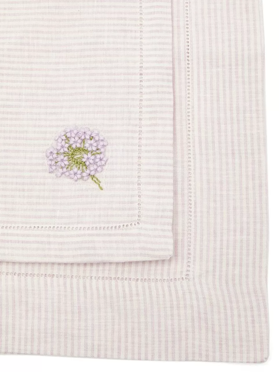 Tablecloth | Luisa Beccaria Striped Set Of Two Embroidered Linen Placemats And Napkins