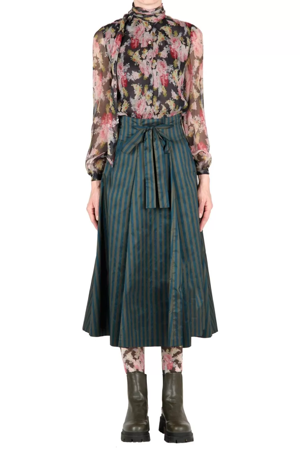 Skirts | Luisa Beccaria Taffetta Stripe Skirt