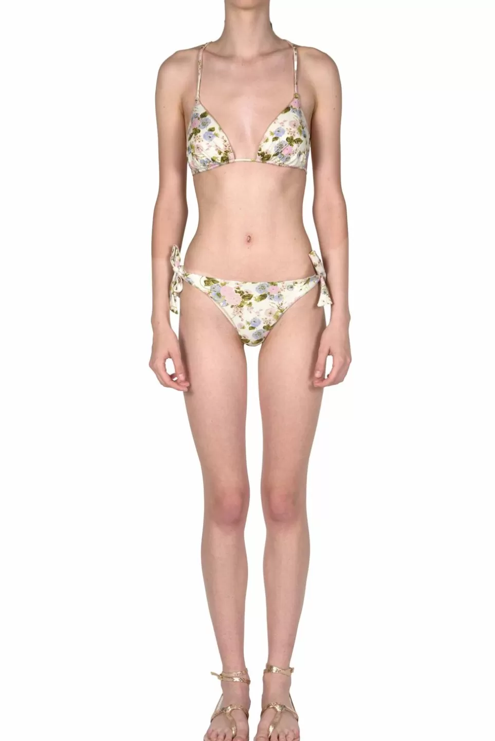 Swimwear | Luisa Beccaria Triangle And Slip Bikini Blooming Roses Double Face