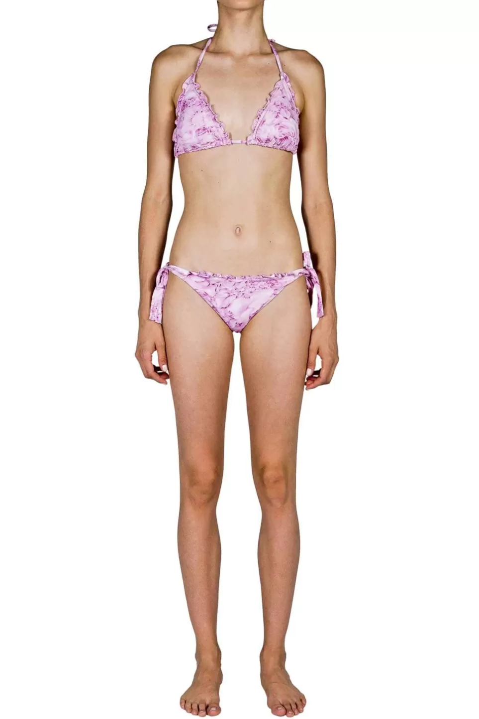 Swimwear | Luisa Beccaria Triangle And Slip Bikini Pink Roses