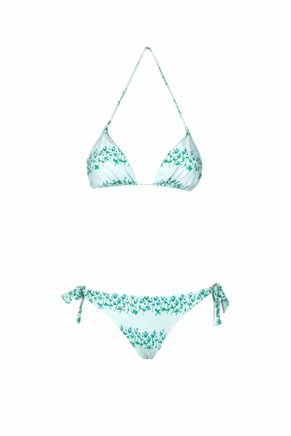 Swimwear | Luisa Beccaria Triangle And Slip Blue Flowery Striped Bikini