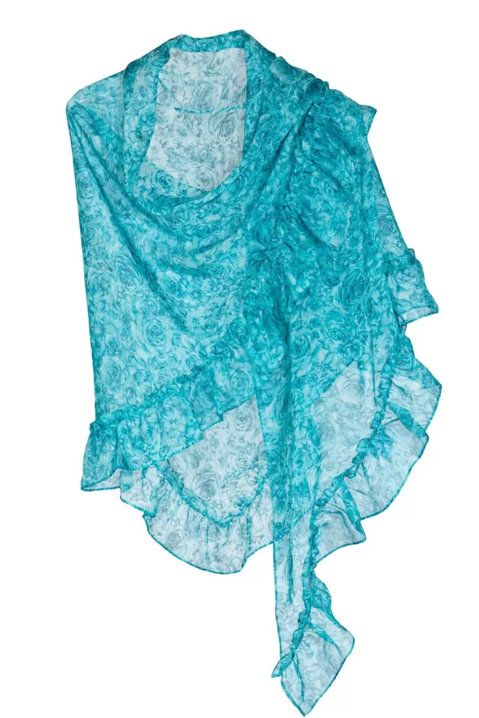 Swimwear | Luisa Beccaria Turquoise Roses Printed Shawl