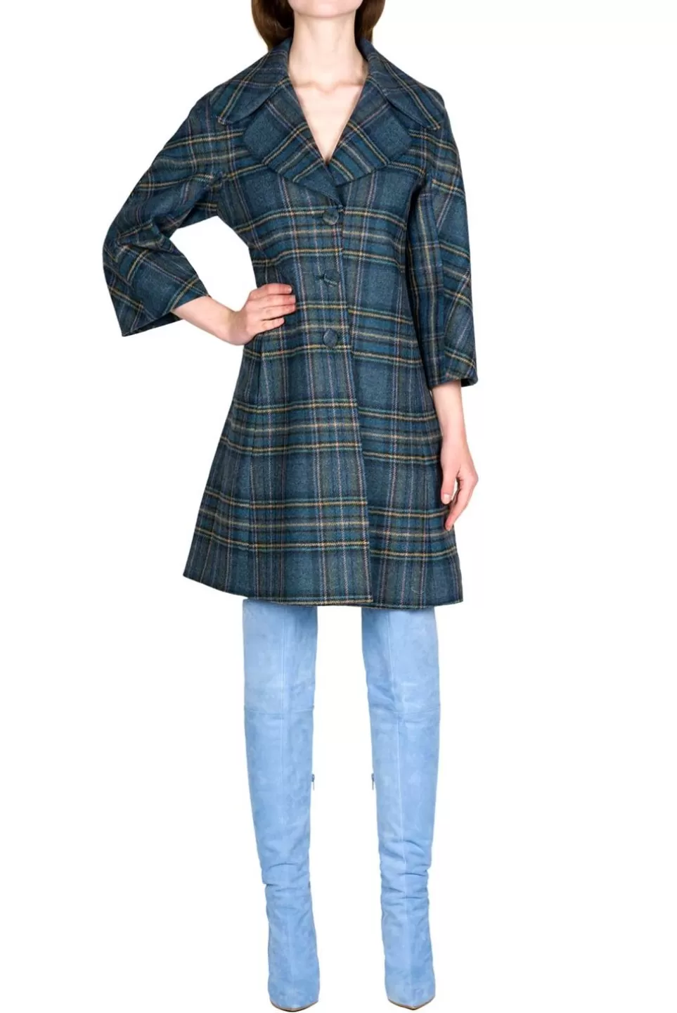 Jackets & Coats | Luisa Beccaria Virgin Wool Plaid Peacoat