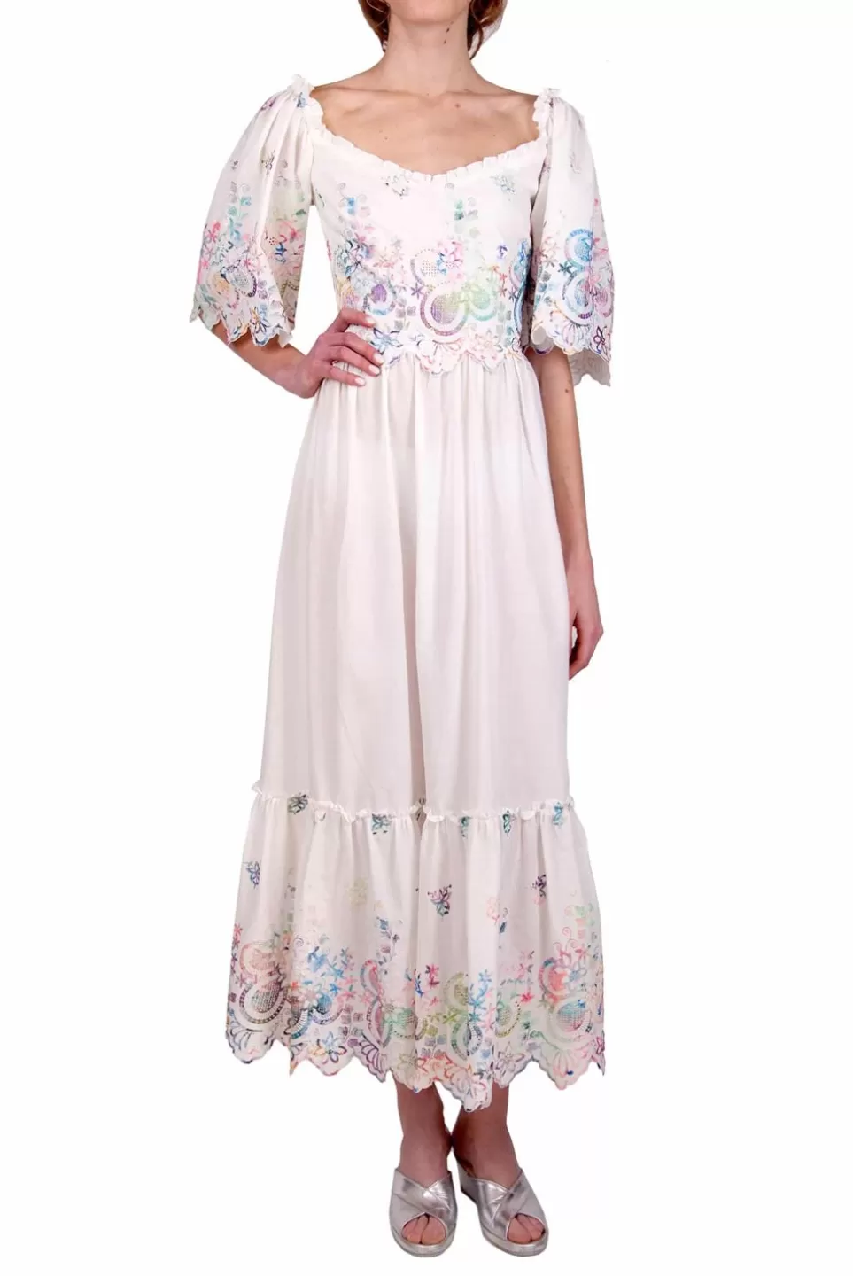 Dresses | Luisa Beccaria White Cotton Dress Embroidered