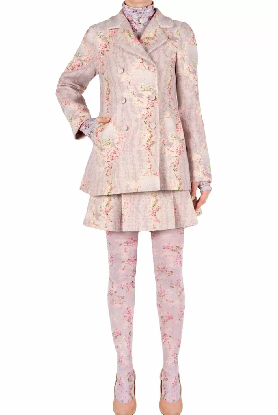 Jackets & Coats | Luisa Beccaria Wool Printed Circle Of Roses Jacket